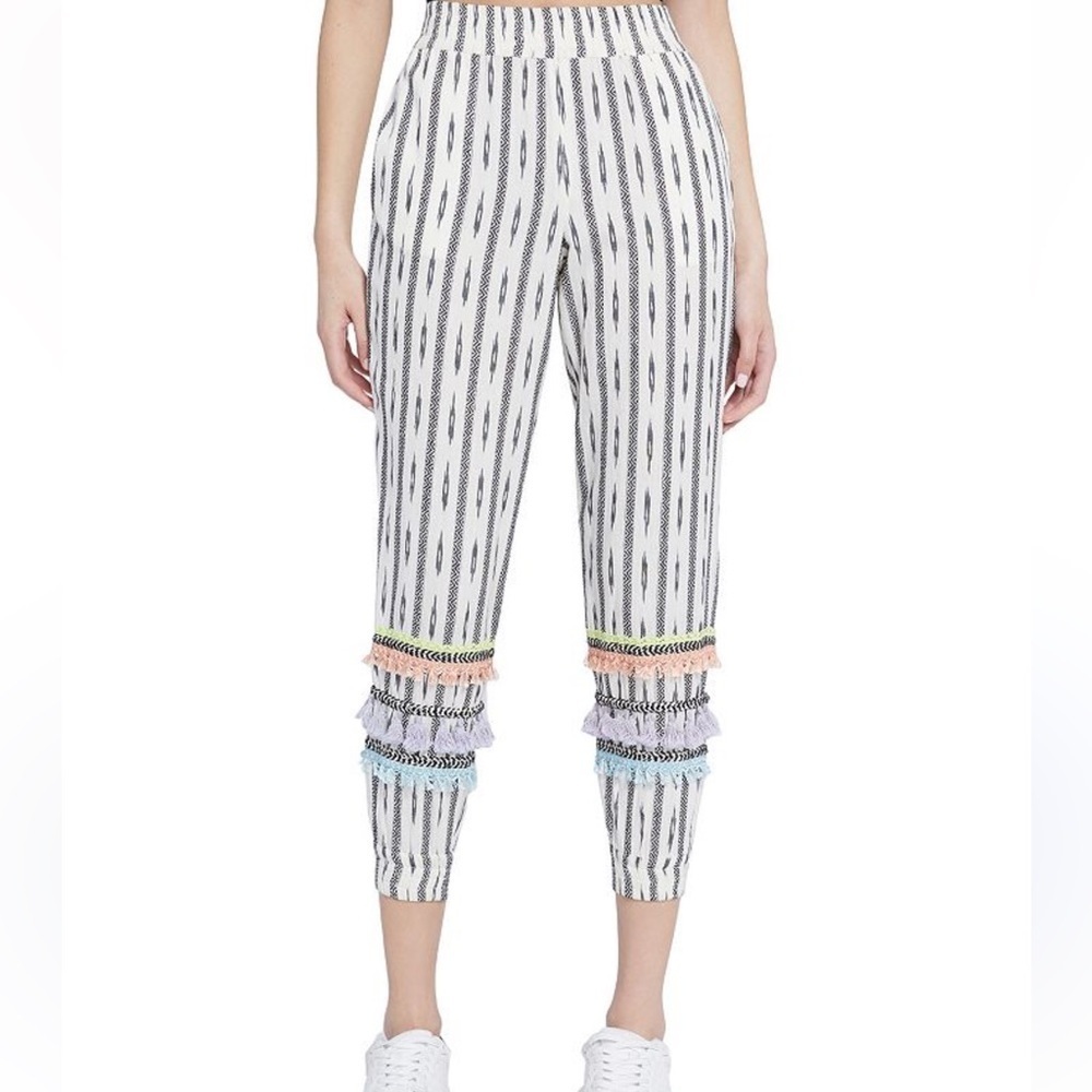 Alice + Olivia striped joggers with tassels. XS